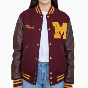 Vintage Maroon and Yellow  High School Varsity Jacket, 1999